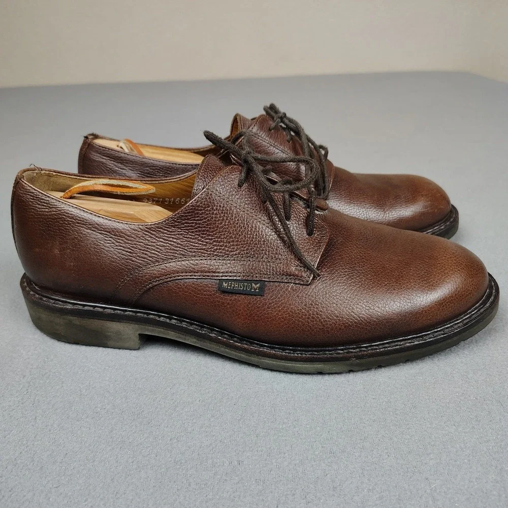 Mephisto Marlon Oxford Shoes Men 10 Pebble Chestnut Leather Goodyear Welt Derby